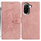 For Xiaomi Poco C71 Global Moonlit Butterfly Dance Pattern Embossed Leather Phone Case(Pink) - 1