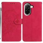 For Xiaomi Poco C71 Global Moonlit Butterfly Dance Pattern Embossed Leather Phone Case(Rose Red) - 1