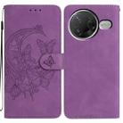 For Redmi K80 / K80 Pro Moonlit Butterfly Dance Pattern Embossed Leather Phone Case(Purple) - 1