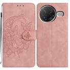 For Redmi K80 / K80 Pro Moonlit Butterfly Dance Pattern Embossed Leather Phone Case(Pink) - 1