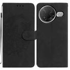 For Redmi K80 / K80 Pro Moonlit Butterfly Dance Pattern Embossed Leather Phone Case(Black) - 1