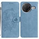 For Redmi K80 / K80 Pro Moonlit Butterfly Dance Pattern Embossed Leather Phone Case(Blue) - 1