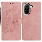 For Redmi A5 4G 171.7mm Moonlit Butterfly Dance Pattern Embossed Leather Phone Case(Pink) - 1