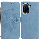 For Redmi A5 4G EU 173.3mm Moonlit Butterfly Dance Pattern Embossed Leather Phone Case(Blue) - 1