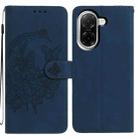 For Redmi A5 4G EU 173.3mm Moonlit Butterfly Dance Pattern Embossed Leather Phone Case(Navy Blue) - 1