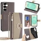 For Samsung Galaxy S25+ 5G Crossbody Litchi Texture Leather Phone Case(Grey) - 1