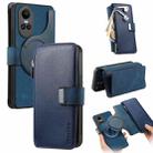 For OPPO Reno10 5G Global CaseNeo MagSafe RFID Anti-theft Zipper Wallet Retro Leather Phone Case(Blue) - 1
