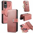 For OPPO Reno10 5G Global CaseNeo MagSafe RFID Anti-theft Zipper Wallet Retro Leather Phone Case(Pink) - 1
