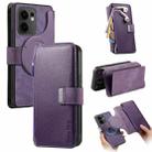 For OPPO Reno13 F CaseNeo MagSafe RFID Anti-theft Zipper Wallet Retro Leather Phone Case(Purple) - 1