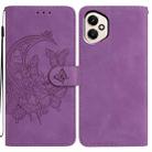 For Honor 400 Global 156.5mm Moonlit Butterfly Dance Pattern Embossed Leather Phone Case(Purple) - 1