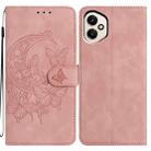 For Honor 400 Global 156.5mm Moonlit Butterfly Dance Pattern Embossed Leather Phone Case(Pink) - 1