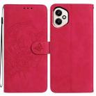 For Honor 400 Global 156.5mm Moonlit Butterfly Dance Pattern Embossed Leather Phone Case(Rose Red) - 1