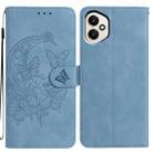 For Honor 400 Global 156.5mm Moonlit Butterfly Dance Pattern Embossed Leather Phone Case(Blue) - 1
