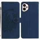 For Honor 400 Global 156.5mm Moonlit Butterfly Dance Pattern Embossed Leather Phone Case(Navy Blue) - 1
