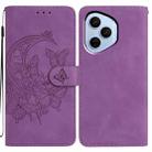 For Honor 400 Pro Global 160.8mm Moonlit Butterfly Dance Pattern Embossed Leather Phone Case(Purple) - 1