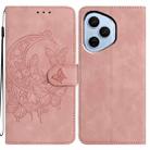 For Honor 400 Pro Global 160.8mm Moonlit Butterfly Dance Pattern Embossed Leather Phone Case(Pink) - 1