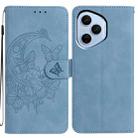 For Honor 400 Pro Global 160.8mm Moonlit Butterfly Dance Pattern Embossed Leather Phone Case(Blue) - 1