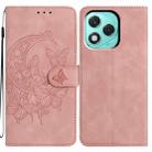 For Honor 400 Lite Global Moonlit Butterfly Dance Pattern Embossed Leather Phone Case(Pink) - 1