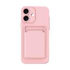 For iPhone 17 Skin Feel Card Contrast Color Button TPU Phone Case(Pink) - 1