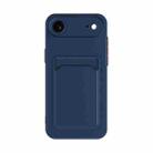 For iPhone 17 Air Skin Feel Card Contrast Color Button TPU Phone Case(Dark Blue) - 1