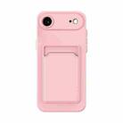 For iPhone 17 Air Skin Feel Card Contrast Color Button TPU Phone Case(Pink) - 1