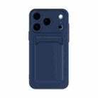 For iPhone 17 Pro Skin Feel Card Contrast Color Button TPU Phone Case(Dark Blue) - 1