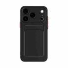 For iPhone 17 Pro Skin Feel Card Contrast Color Button TPU Phone Case(Black) - 1