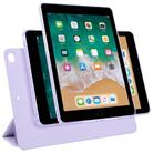 For iPad 9.7 2018 / 2017 / Air 2 / 1 Trifold Magnetic Split Acrylic Leather Tablet Case(Taro Purple) - 1