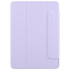 For iPad 9.7 2018 / 2017 / Air 2 / 1 Trifold Magnetic Split Acrylic Leather Tablet Case(Taro Purple) - 2