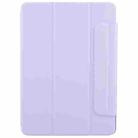 For iPad 10.2 2021 / 2020 / 10.5 2021 Trifold Magnetic Split Acrylic Leather Tablet Case(Taro Purple) - 2