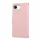 For iPhone 16e Round Buckle Zipper Wallet Leather Phone Case with Crossbody Strap(Pink) - 3