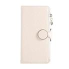 For iPhone 16 Pro Round Buckle Zipper Wallet Leather Phone Case with Crossbody Strap(White) - 2