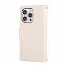 For iPhone 16 Pro Round Buckle Zipper Wallet Leather Phone Case with Crossbody Strap(White) - 3
