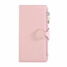 For iPhone 16 Plus Round Buckle Zipper Wallet Leather Phone Case with Crossbody Strap(Pink) - 2