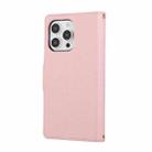 For iPhone 15 Pro Max Round Buckle Zipper Wallet Leather Phone Case with Crossbody Strap(Pink) - 3