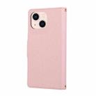 For iPhone 13 Round Buckle Zipper Wallet Leather Phone Case with Crossbody Strap(Pink) - 3