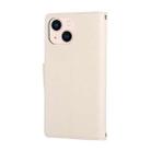 For iPhone 13 Round Buckle Zipper Wallet Leather Phone Case with Crossbody Strap(White) - 3