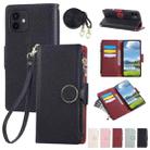 For iPhone 12 / 12 Pro Round Buckle Zipper Wallet Leather Phone Case with Crossbody Strap(Black) - 1