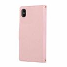 For iPhone X / XS Round Buckle Zipper Wallet Leather Phone Case with Crossbody Strap(Pink) - 3