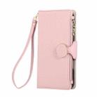For iPhone 7 Plus / 8 Plus Round Buckle Zipper Wallet Leather Phone Case with Crossbody Strap(Pink) - 2