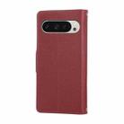 For Google Pixel 9 / 9 Pro Round Buckle Zipper Wallet Leather Phone Case with Crossbody Strap(Red) - 3