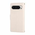 For Google Pixel 9 / 9 Pro Round Buckle Zipper Wallet Leather Phone Case with Crossbody Strap(White) - 3