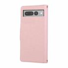 For Google Pixel 7 Pro Round Buckle Zipper Wallet Leather Phone Case with Crossbody Strap(Pink) - 3