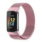 For Fitbit Charge 6 / 5 xDfind Milanese Magnetic Metal Watch Band, Size:S(Rose Pink) - 1
