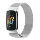 For Fitbit Charge 6 / 5 xDfind Milanese Magnetic Metal Watch Band, Size:L(Silver) - 1
