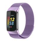 For Fitbit Charge 6 / 5 xDfind Milanese Magnetic Metal Watch Band, Size:L(Light Purple) - 1