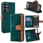 For Samsung Galaxy S25 Ultra 5G Color Stitching Skin Feel Leather RFID Blocking Phone Case(Green) - 1