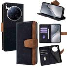 For Tecno Camon 40 Premier 5G Color Stitching Skin Feel Leather RFID Blocking Phone Case(Black) - 1