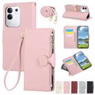 For vivo Y29 4G Round Buckle Zipper Wallet Leather Phone Case with Crossbody Strap(Pink) - 1