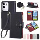 For vivo Y29 4G Round Buckle Zipper Wallet Leather Phone Case with Crossbody Strap(Black) - 1